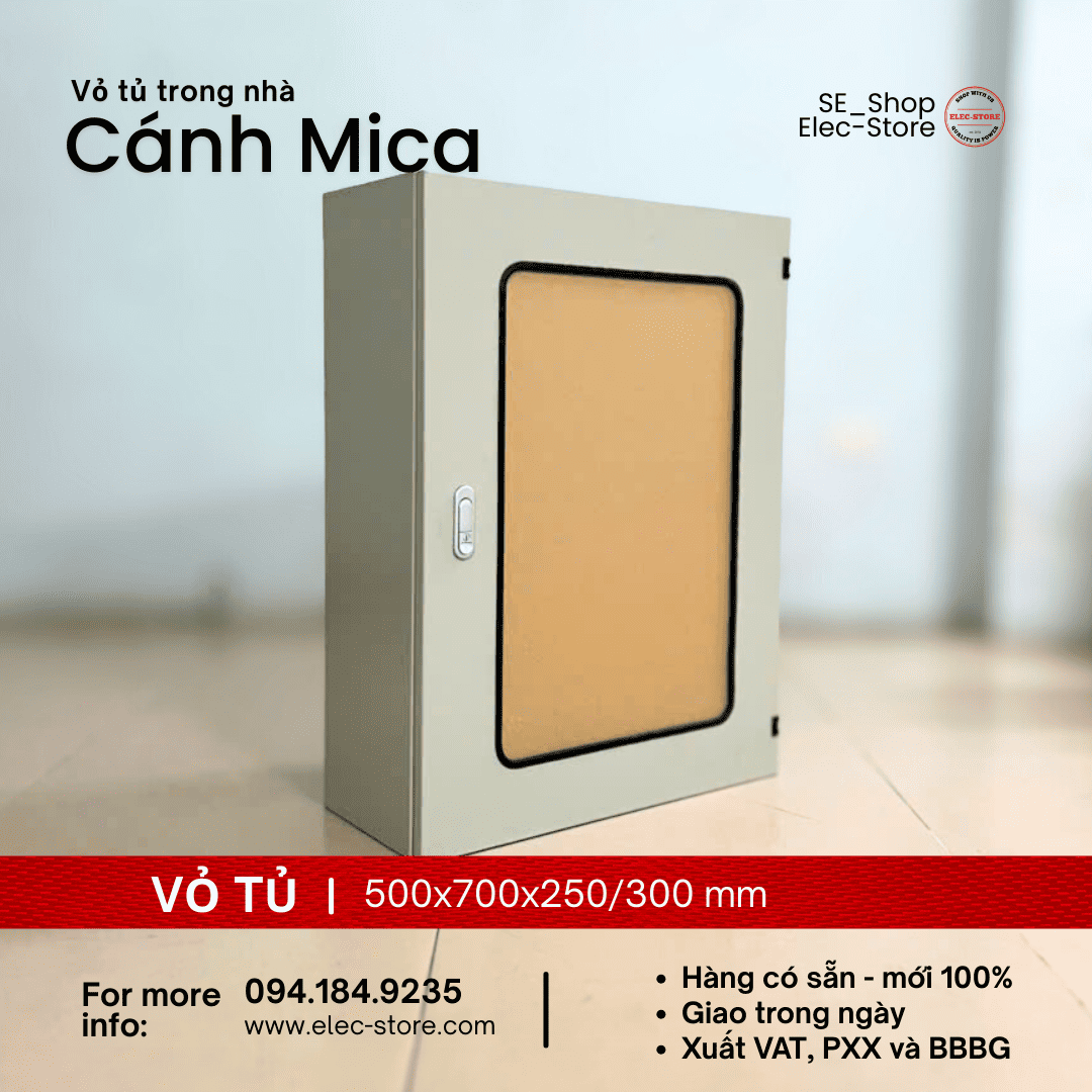 Vỏ Tủ Cánh Mica 500x700x300mm - Vỏ Tủ Điện Mặt Trời 500x700x300mm - Vỏ Tủ 50x70x30cm