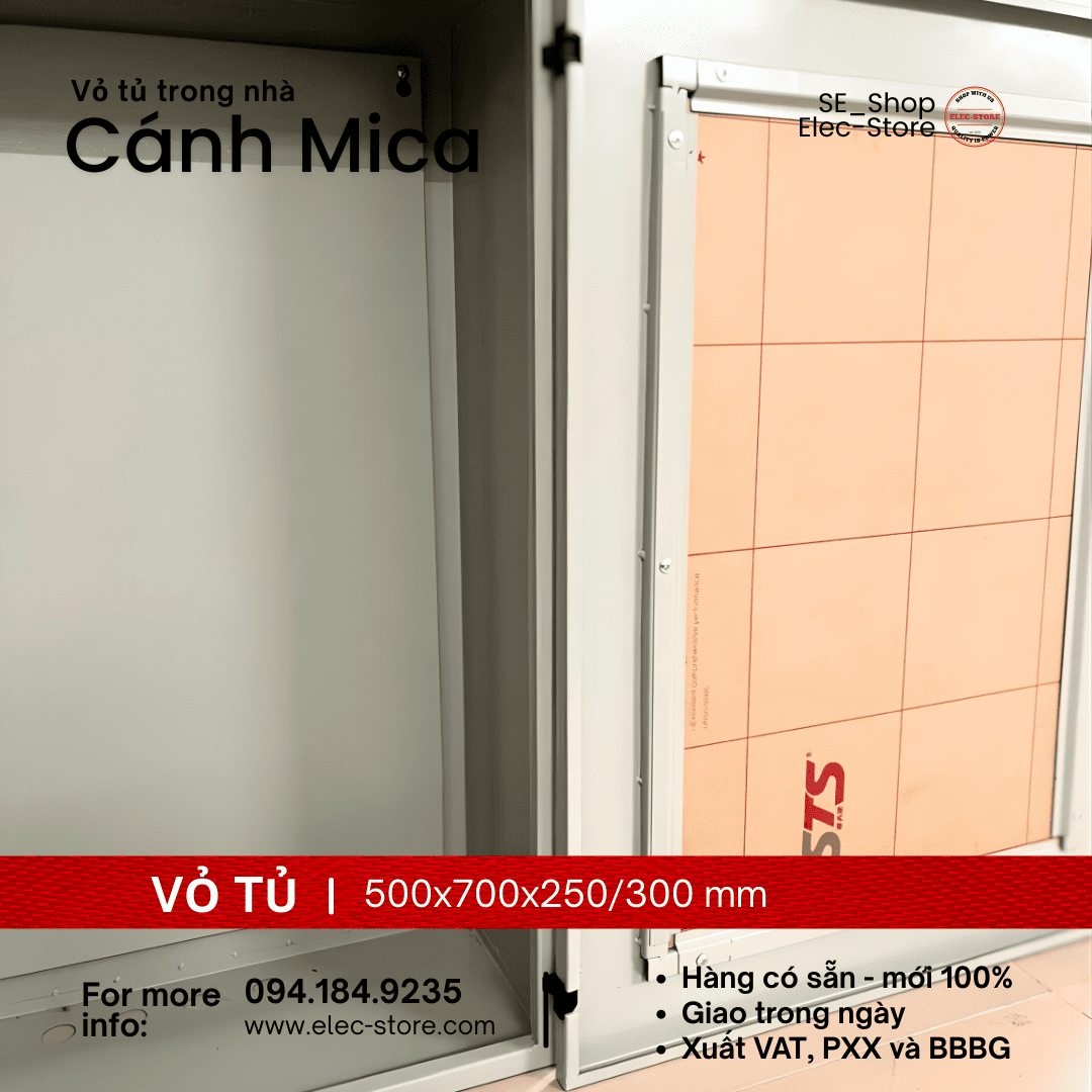 Vỏ Tủ Cánh Mica 500x700x300mm - Vỏ Tủ Điện Mặt Trời 500x700x300mm - Vỏ Tủ 50x70x30cm