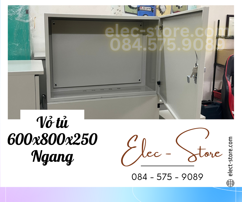 Vỏ Tủ Ngang 800x600x250mm - Vỏ Tủ Điện Công Nghiệp Ngang 800x600x250mm - Vỏ Tủ Tôn Ngang 80x60x25cm