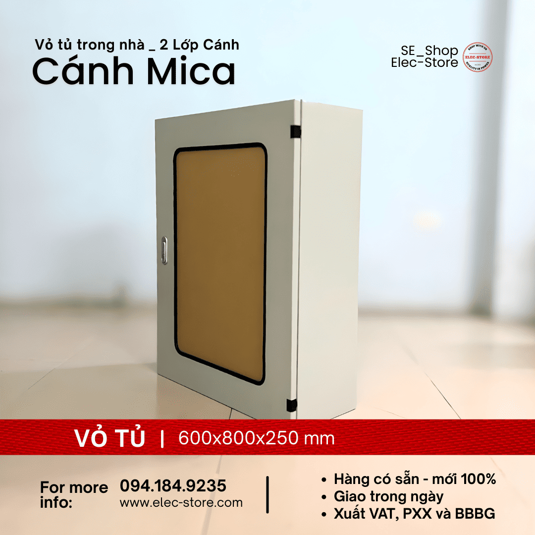 Vỏ Tủ 2 Lớp Cánh - Mặt Mica 600x800x250mm - Vỏ Tủ Điện Mặt Trời 600x800x250mm - Vỏ Tủ 60x80x25cm