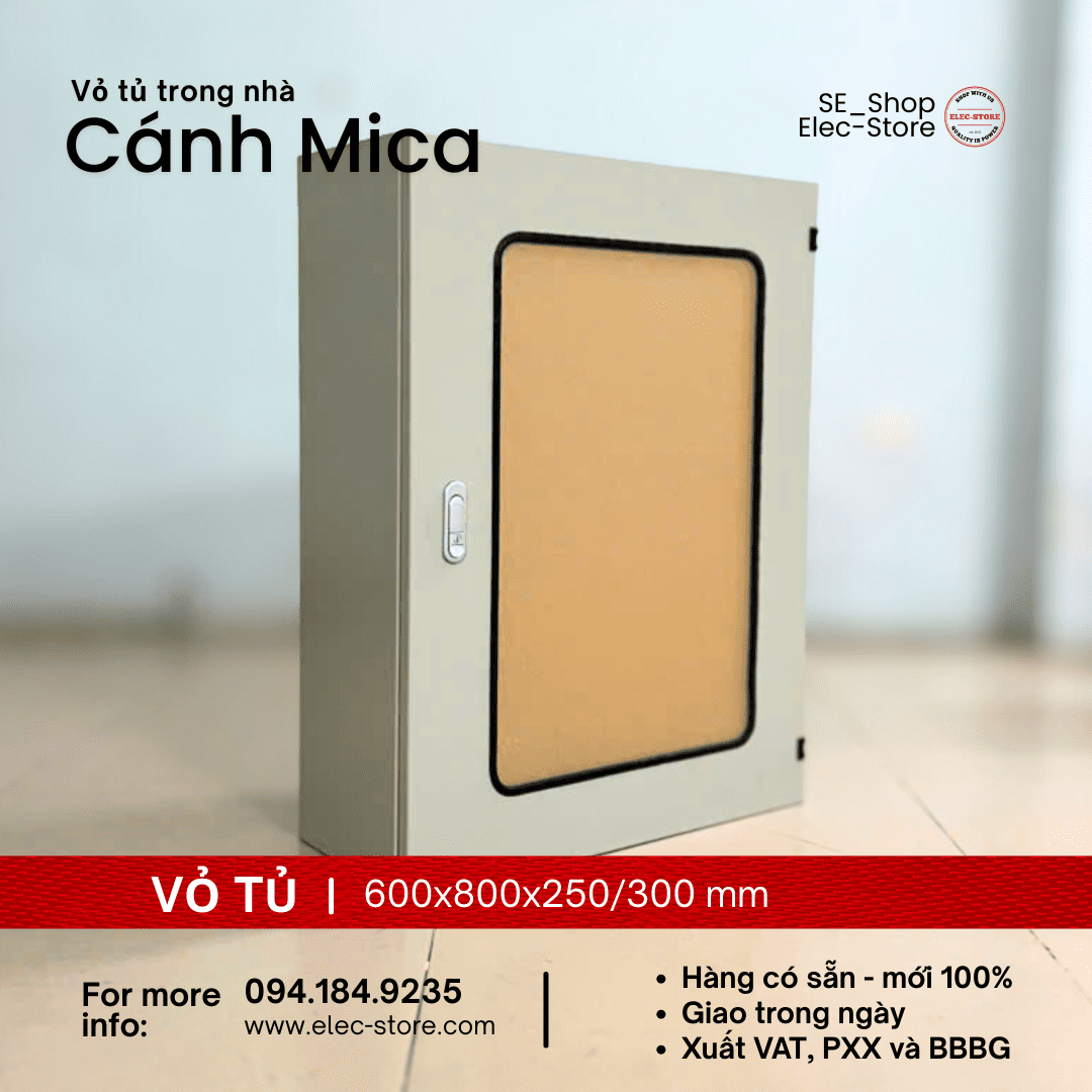 Vỏ Tủ Cánh Mica 600x800x300mm - Vỏ Tủ Điện Mặt Trời 600x800x300mm - Vỏ Tủ 60x80x30cm