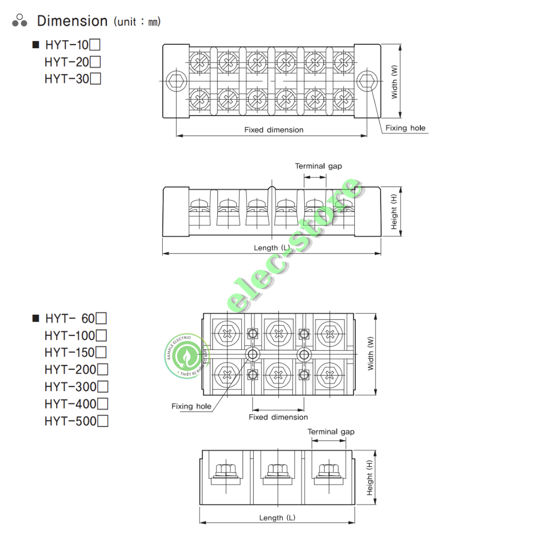 Cầu Đấu Hanyoung HYBT - Cầu Đấu HYT - Cầu Đấu 300A 4P Hàn Quốc -  HYBT 3004 Hanyoung Nux