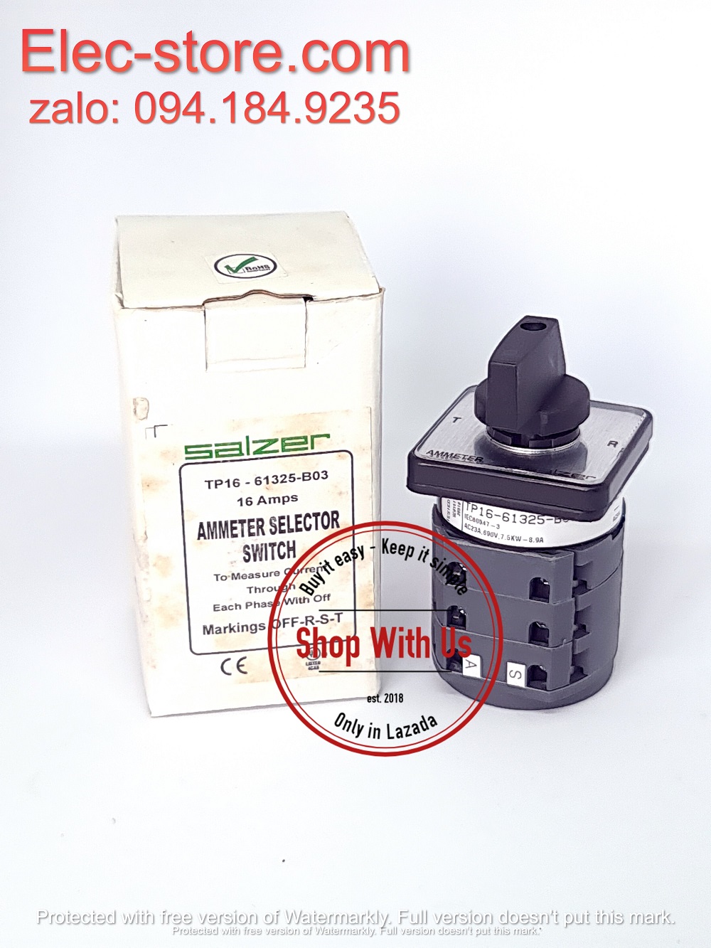 Chuyển mạch Ampe - Công tắc xoay Ampe TP16 61325 - Chuyển mạch 4 vị trí Ấn Độ - Chuyển mạch Ampe Salzer - chuyển mạch Salzer