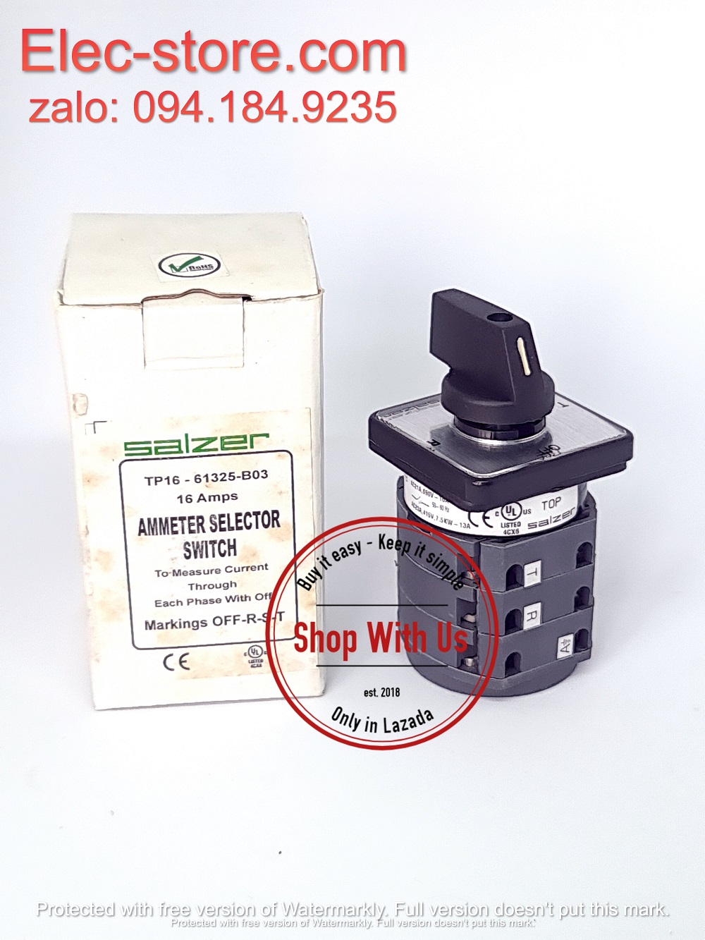 Chuyển mạch Ampe - Công tắc xoay Ampe TP16 61325 - Chuyển mạch 4 vị trí Ấn Độ - Chuyển mạch Ampe Salzer - chuyển mạch Salzer