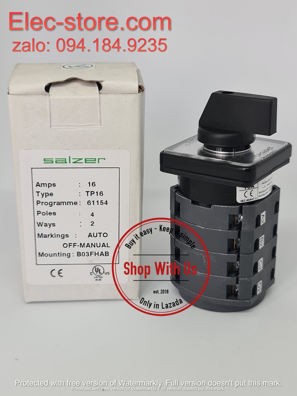 Chuyển mạch AUTO-OFF-MAN - Công tắc xoay Auto/Man TP16 61154 - Chuyển mạch 3 vị trí Ấn Độ - Chuyển mạch Salzer - chuyển mạch Salzer