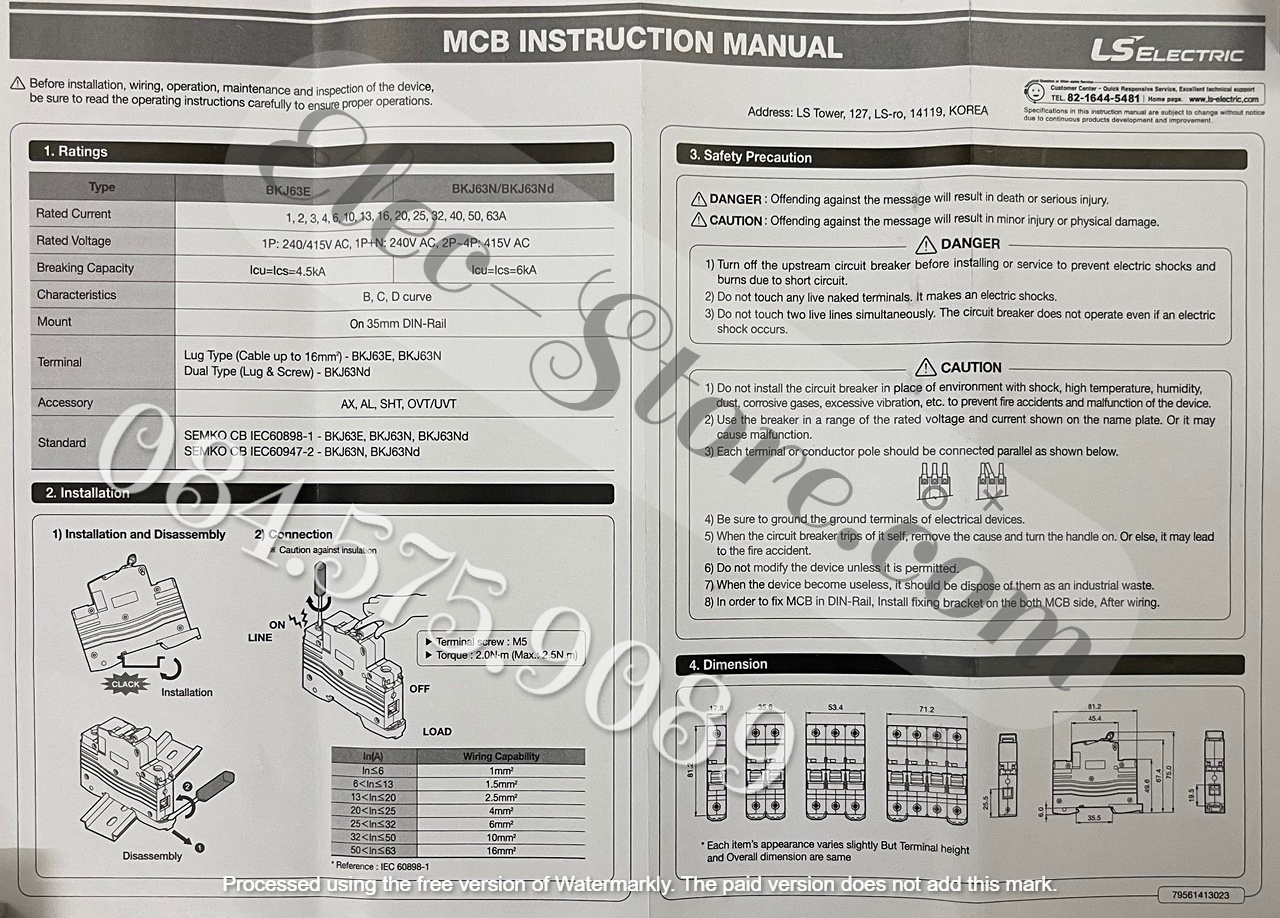 Automat MCB BKJ 1P 63A - Át MCB 1P 63A - BKJ 63N 1P 63A 6kA