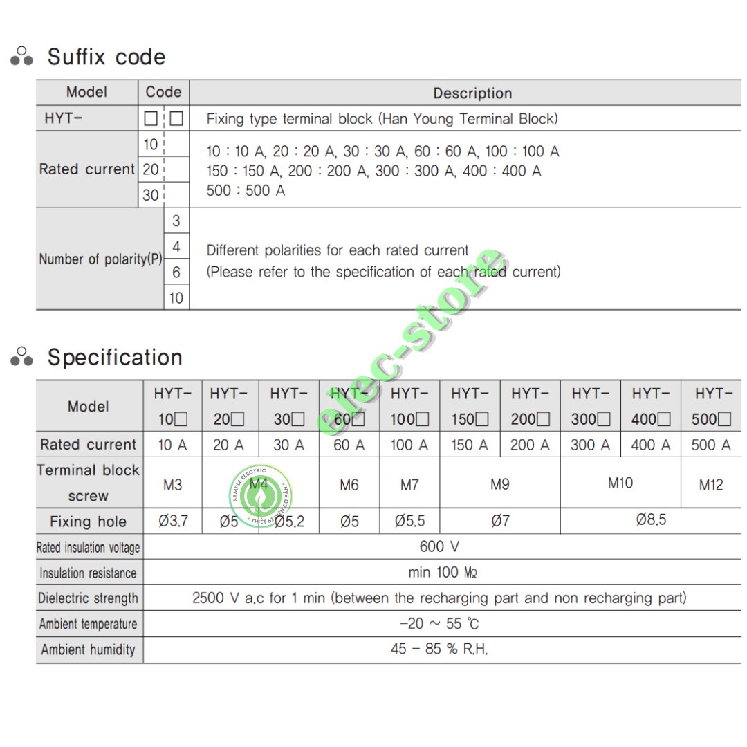 Cầu Đấu Hanyoung HYBT - Cầu Đấu HYT - Cầu Đấu 400A 4P Hàn Quốc -  HYBT 4004 Hanyoung Nux
