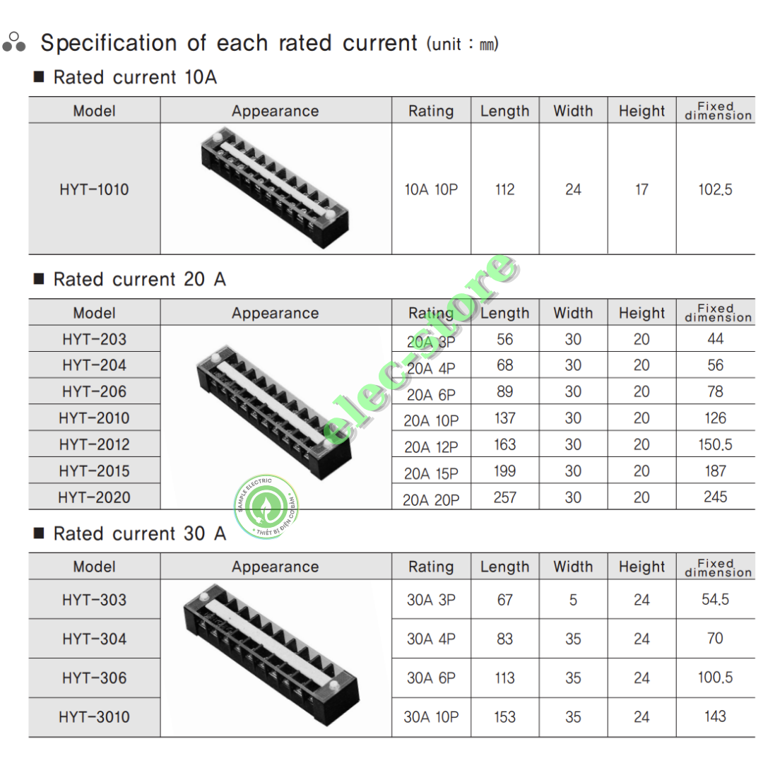 Cầu Đấu Hanyoung HYBT - Cầu Đấu HYT - Cầu Đấu 400A 4P Hàn Quốc -  HYBT 4004 Hanyoung Nux