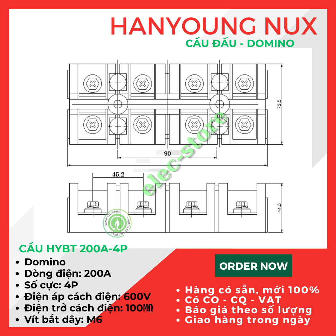 Cầu Đấu Hanyoung HYBT - Cầu Đấu HYT - Cầu Đấu 200A 4P Hàn Quốc -  HYBT 2004 Hanyoung Nux