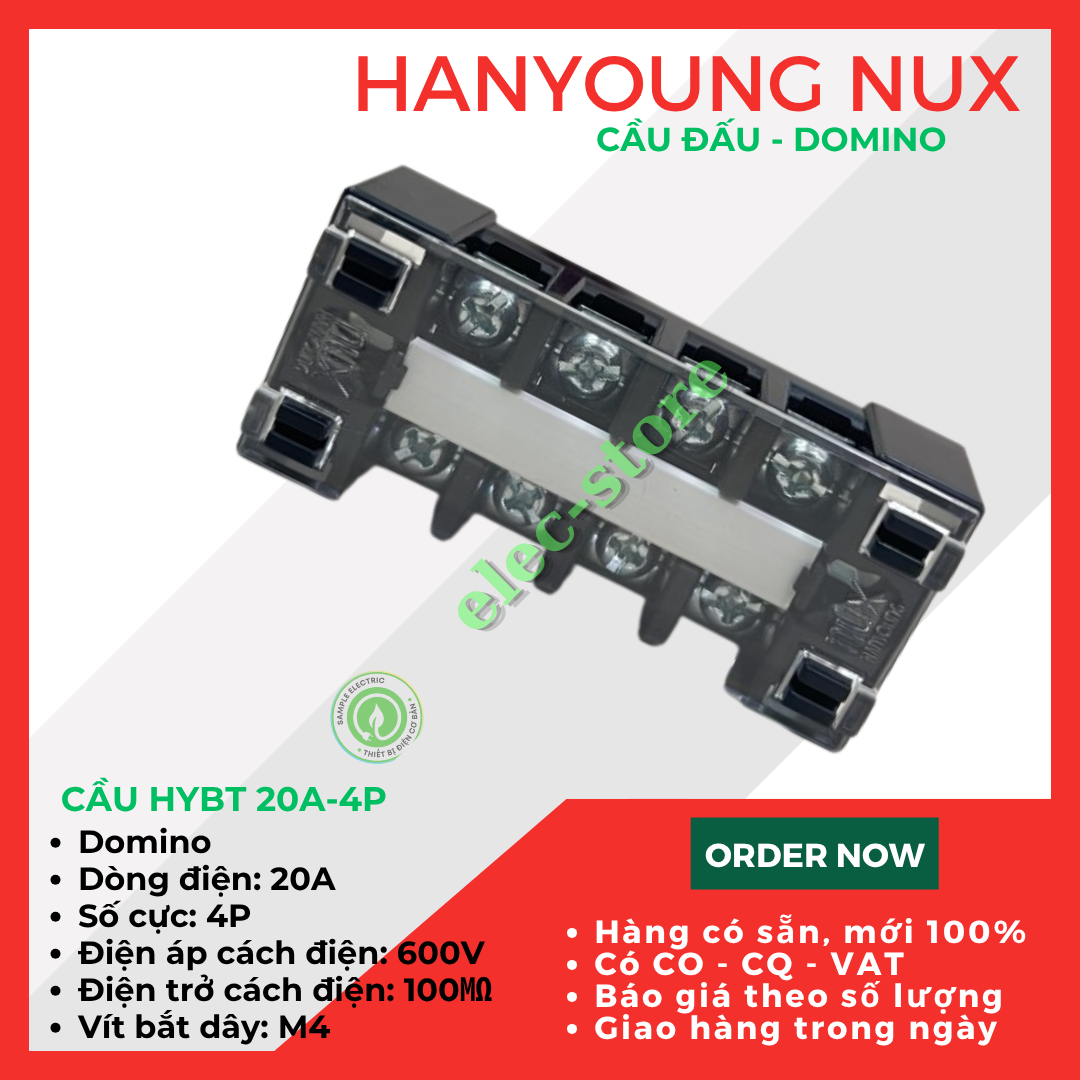 Cầu Đấu Hanyoung HYBT - Cầu Đấu HYT - Cầu Đấu 20A 4P Hàn Quốc -  HYBT 204 Hanyoung Nux