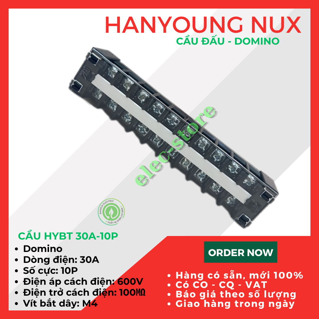 Cầu Đấu Hanyoung HYBT - Cầu Đấu HYT - Cầu Đấu 30A 10P Hàn Quốc -  HYBT 3010 Hanyoung Nux