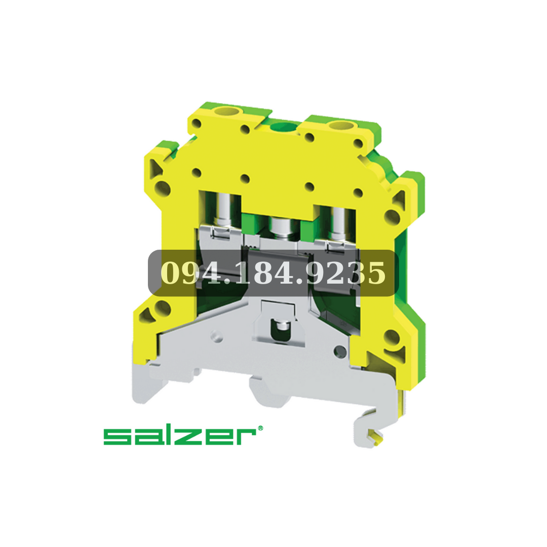 Cầu đấu dây mắt rời CGT4U - Cầu Tiếp Địa  - Cầu đấu tiếp địa PE 4 mm² G4 | Rail DIN, xanh-vàng, 32A - Cầu đấu connectech Salzer