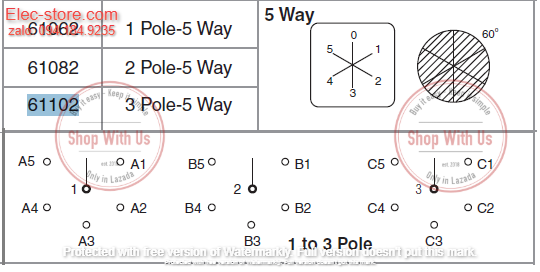 Chuyển mạch 0-1-2-3-4-5 - Công tắc xoay 0-1-2-3-4-5 TP16 61102 - Chuyển mạch 4 vị trí 1 Off Ấn Độ - Chuyển mạch 0-1-2-3-4-5 Salzer - chuyển mạch Salzer