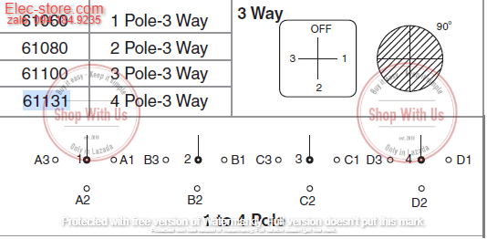 Chuyển mạch 0-1-2-3 - Công tắc xoay 0-1-2-3 TP16 61131 - Chuyển mạch 3 vị trí 1 Off Ấn Độ - Chuyển mạch 0-1-2-3 Salzer - chuyển mạch Salzer
