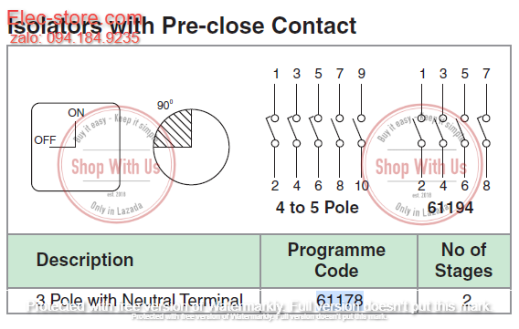 Chuyển mạch ON-OFF - Công tắc xoay OFF-ON TP16 61178 - Chuyển mạch 2 vị trí Ấn Độ - Chuyển mạch On-Off Salzer - chuyển mạch Salzer