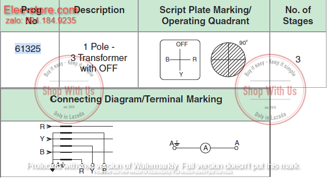 Chuyển mạch Ampe - Công tắc xoay Ampe TP16 61325 - Chuyển mạch 4 vị trí Ấn Độ - Chuyển mạch Ampe Salzer - chuyển mạch Salzer