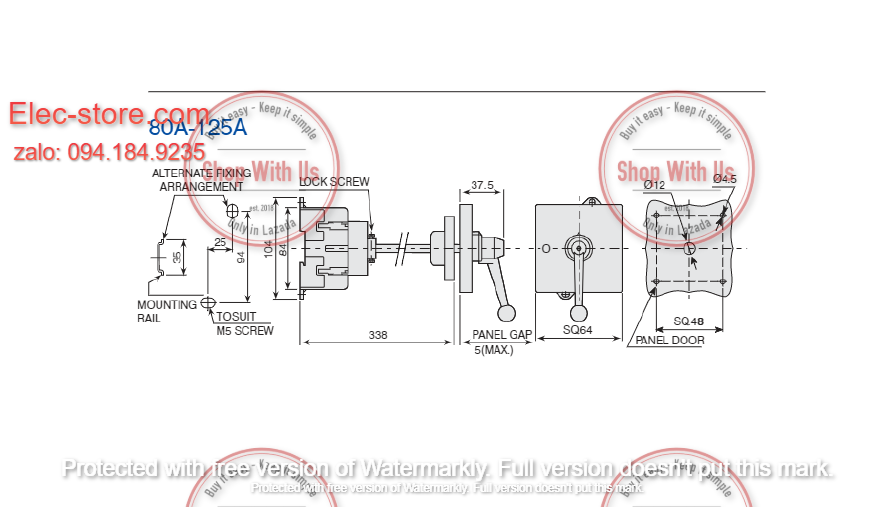 Công tắc LB100 3P 100A  On/Off - Công tắc chuyển mạch dòng điện ba pha LB100 313 09 MB42 BGYR - Chuyển mạch dòng 3P 100A 2 vị trí ON/OFF -  Công tắc xoay 2 vị trí đổi dòng 3P 100A - chuyển mạch Salzer