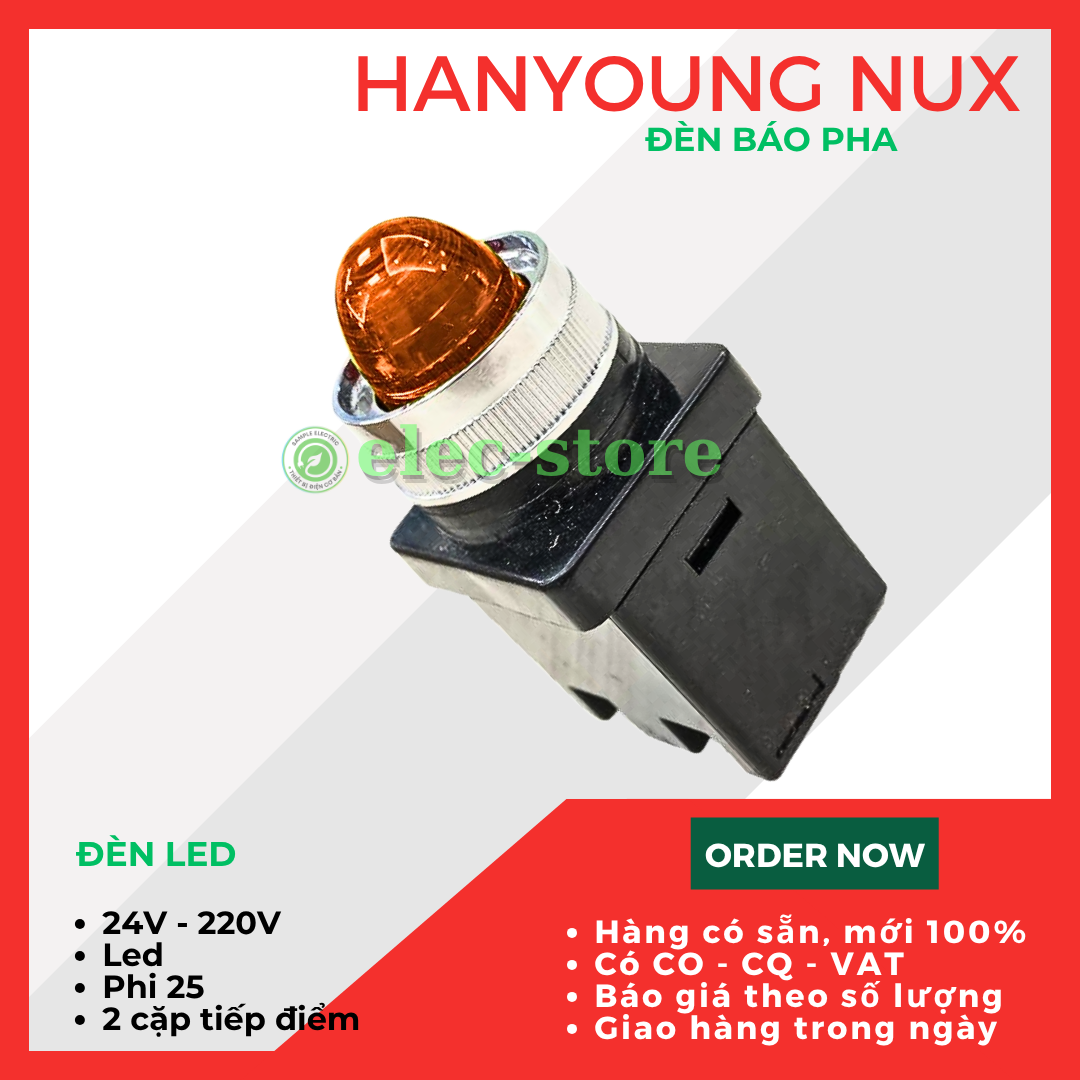 Đèn báo Hanyoung CRP-25AR phi 25 - Đèn LED Màu Đỏ - Pilot Lamp Hanyoung Nux