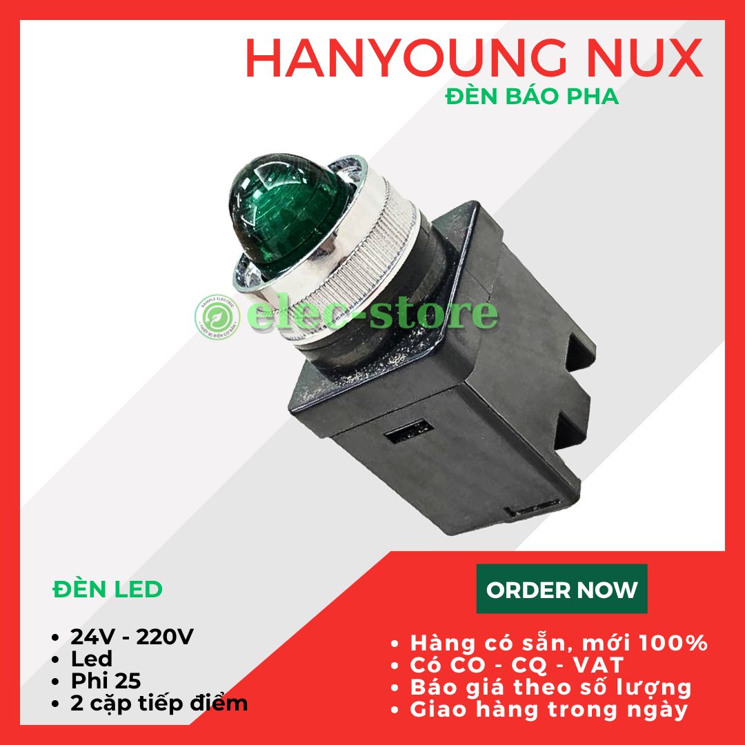 Đèn báo Hanyoung CRP-25AY phi 25 - Đèn LED Màu Vàng - Pilot Lamp Hanyoung Nux