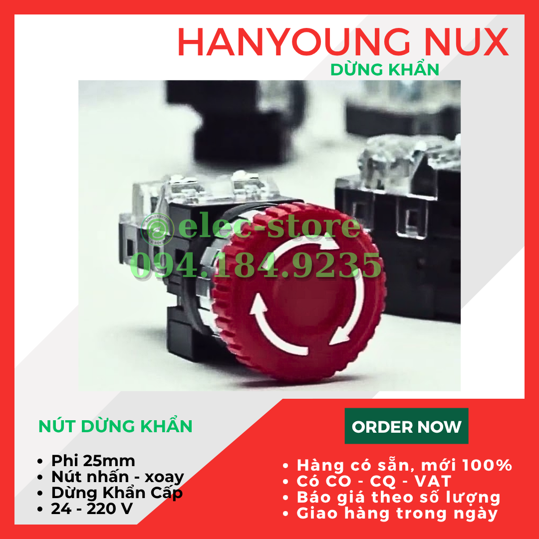 Nút dừng khẩn Hanyoung CRE-25M1R phi 25 - Dừng Khẩn Cấp Hanyoung