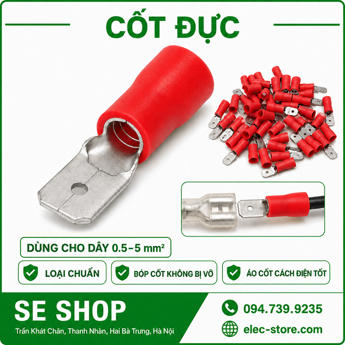 Đầu Cốt Đực – Cosse Đực ⚡ Đầu Nối Dây Điện Male Terminal
