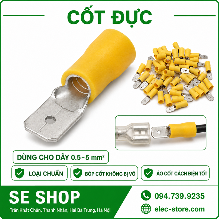Đầu Cốt Đực – Cosse Đực ⚡ Đầu Nối Dây Điện Male Terminal