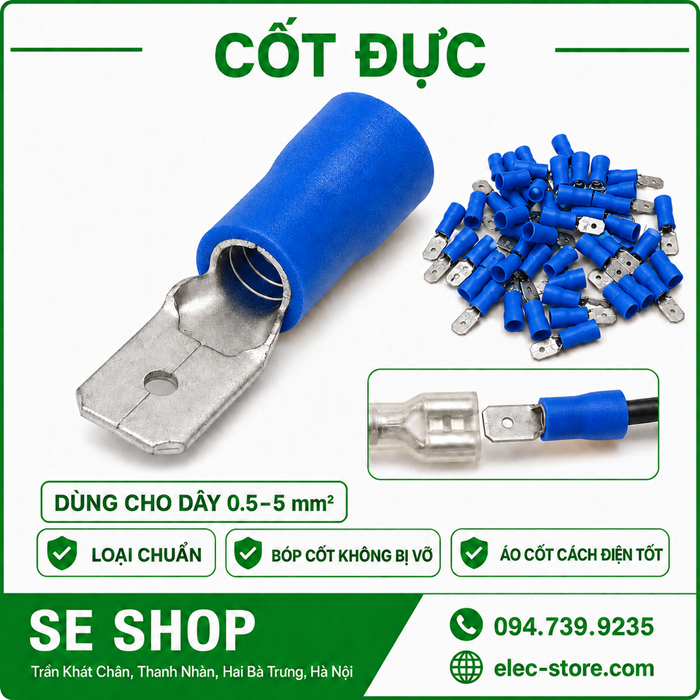 Đầu Cốt Đực – Cosse Đực ⚡ Đầu Nối Dây Điện Male Terminal