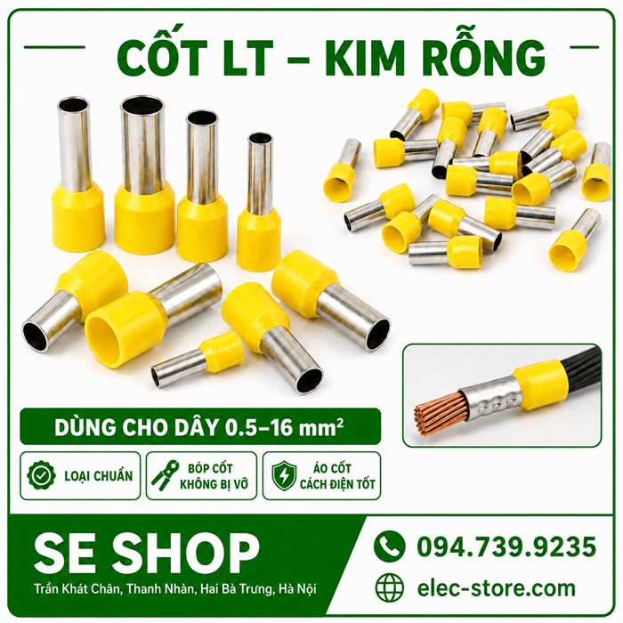 Đầu Cosse Pin LT – Cosse Pin Rỗng ⚡ Đầu Bấm Dây Điện