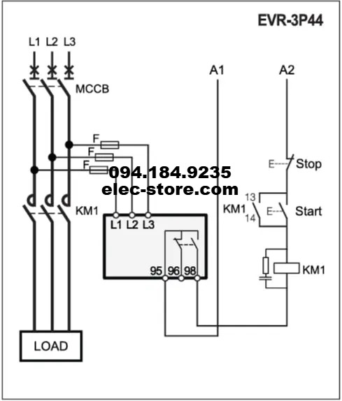 EVR-3P44 - Rơ-le Bảo Vệ Mất Pha - Relay chống mất pha - Relay Schneider