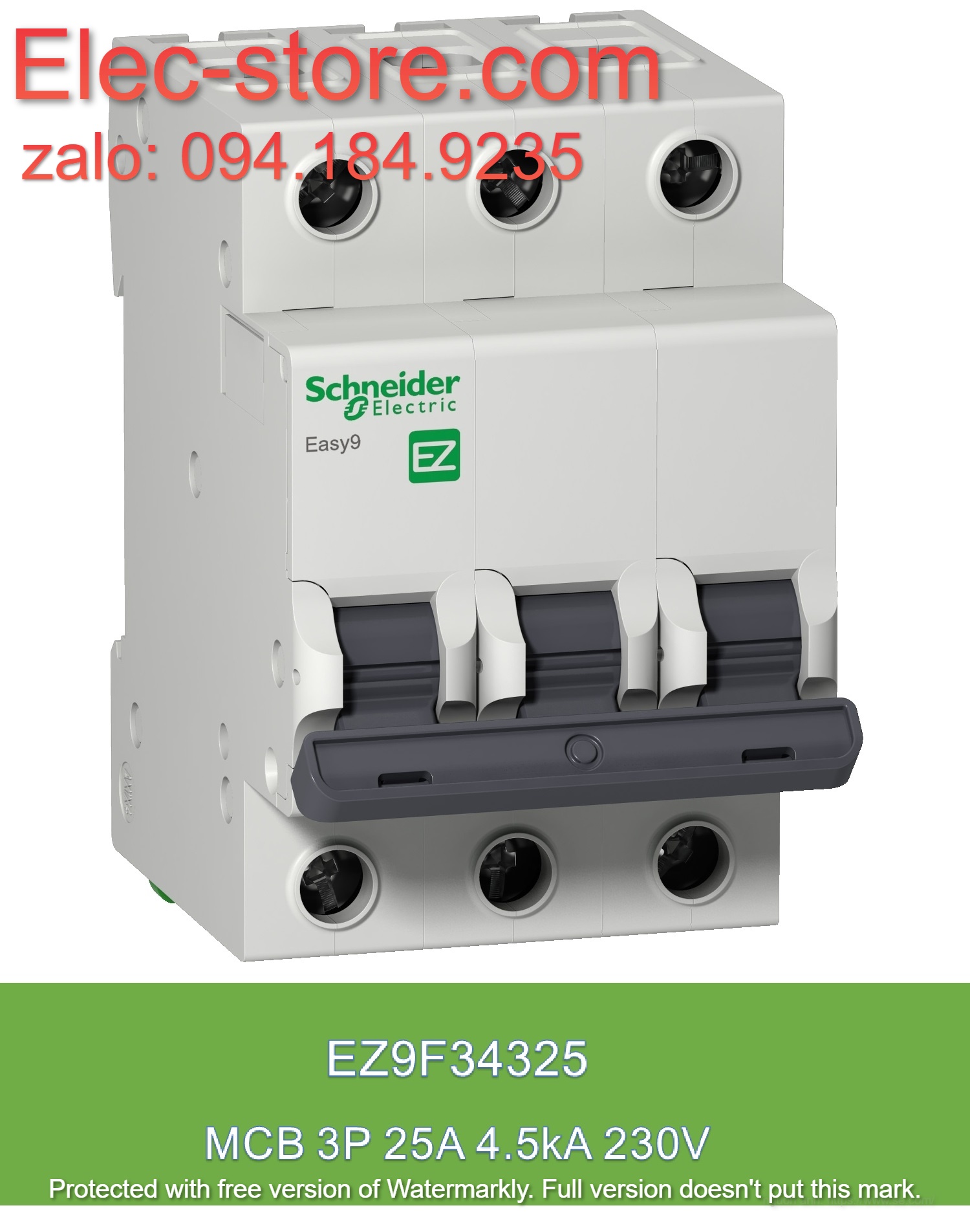 Schneider EZ9F34325 - Easy9 MCB - 3P 25A - C curve - 4500 A - 230 V