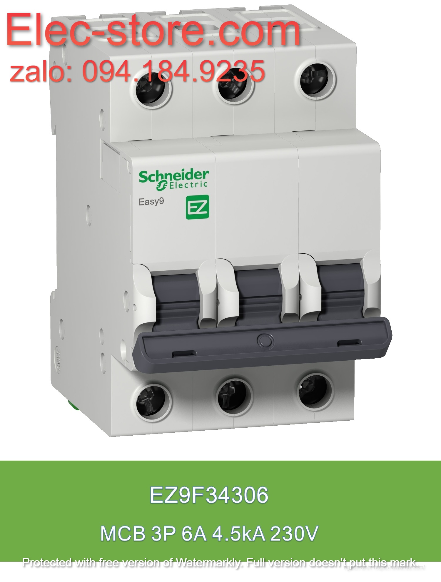 Schneider EZ9F34306 - Easy9 MCB - 3P 6A - C curve - 4500 A - 230 V