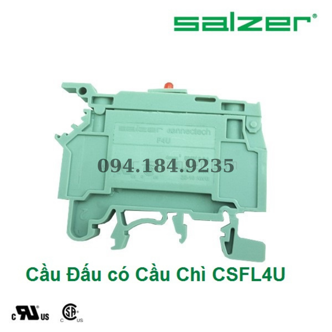 Cầu đấu dây mắt rời F4UL - Cầu đấu có cầu chì CF4UL - Cầu đấu cầu chì Ø5×20/25 F4U(L) | Có đèn chỉ thị, 6.3A 750V - Cầu đấu connectech Salzer