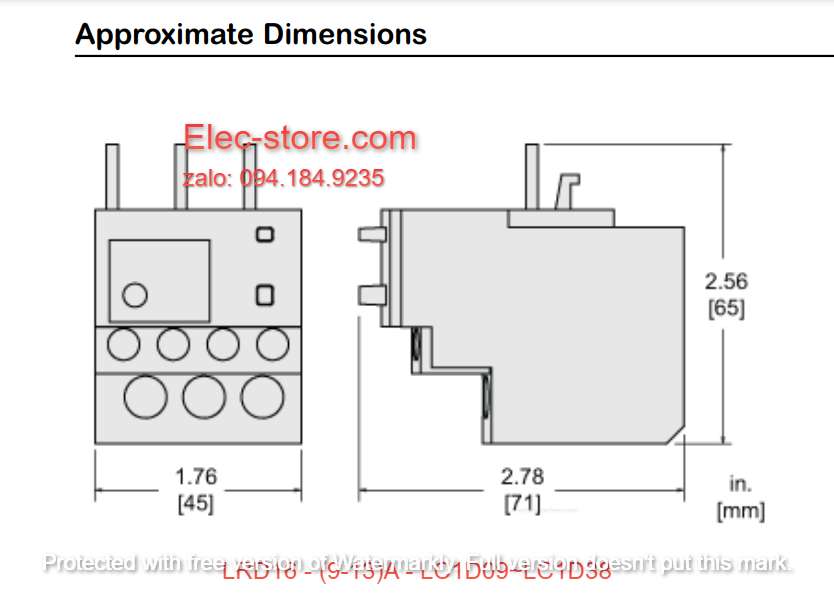 Relay Nhiệt Schneider - LRD series - Đuôi Nhiệt Schneider LRD16 (9-13A) - rơ le nhiệt schneider