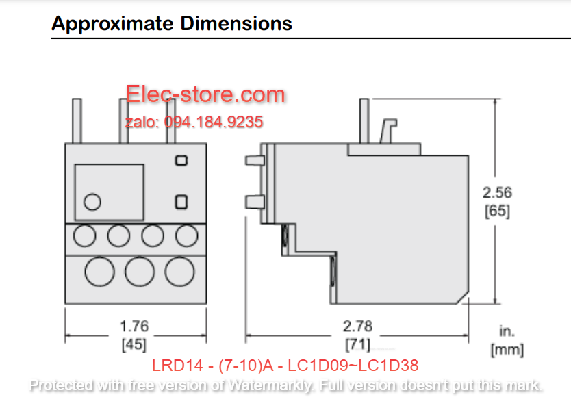 Relay Nhiệt Schneider - LRD series - Đuôi Nhiệt Schneider LRD14 (7-10)A - rơ le nhiệt schneider