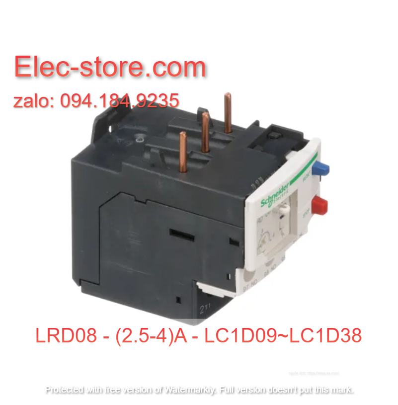 Relay Nhiệt Schneider - LRD series - Đuôi Nhiệt Schneider LRD08 (2.5-4A) - rơ le nhiệt schneider