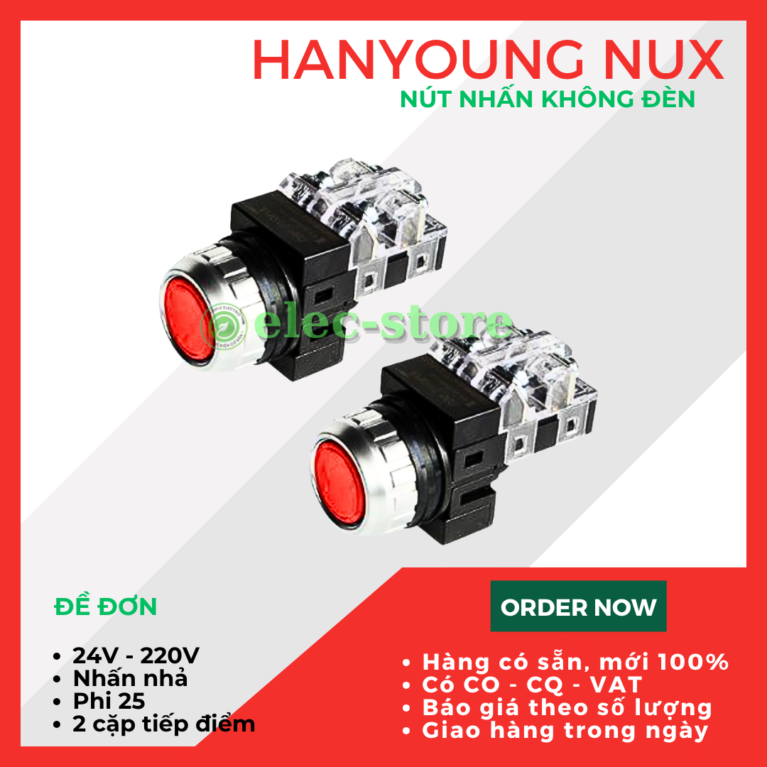 Nút nhấn nhả Hanyoung CRF-F25M1Y 25mm - Nút Ấn Đơn Vàng Hanyoung Nux
