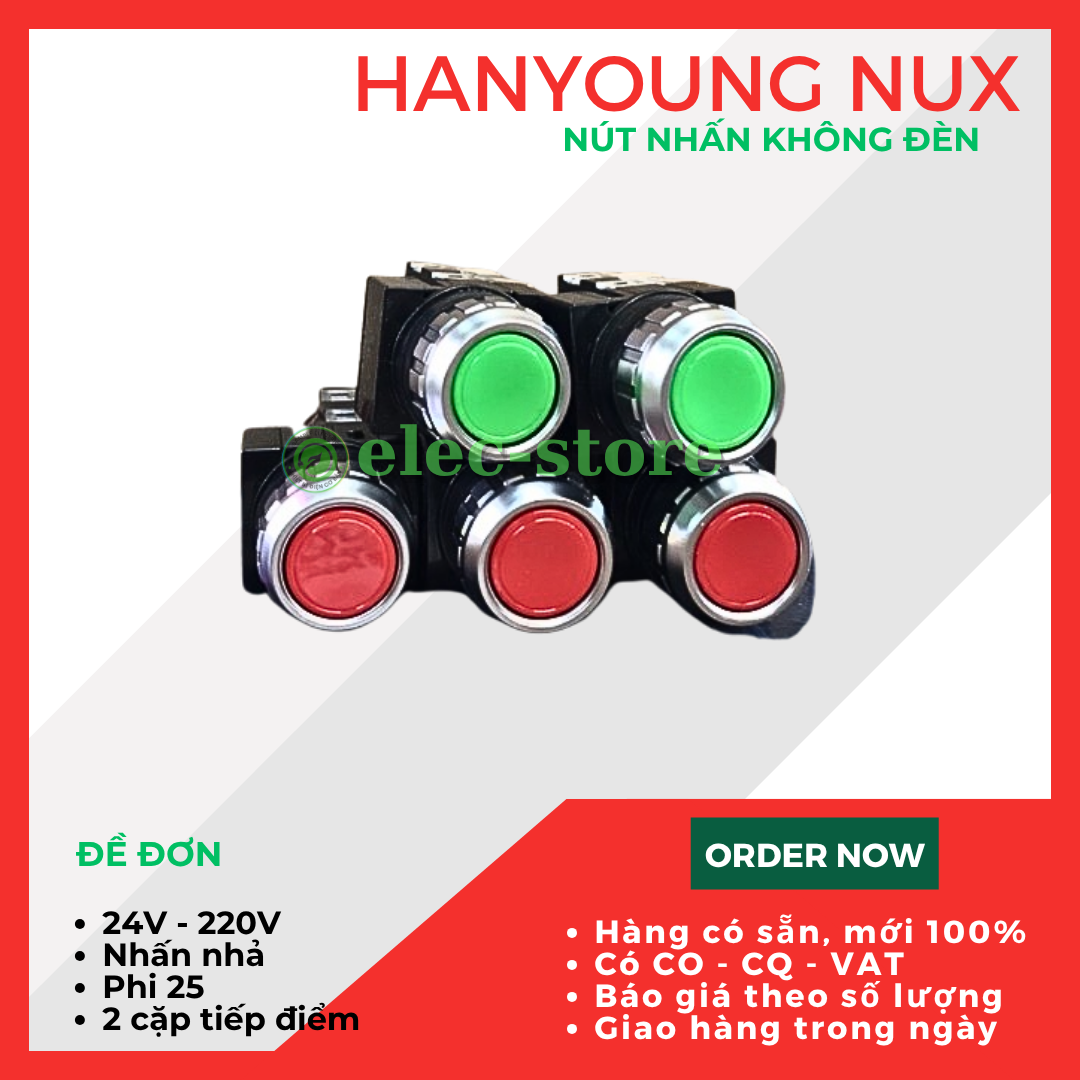 Nút nhấn nhả Hanyoung CRF-F25M1Y 25mm - Nút Ấn Đơn Vàng Hanyoung Nux