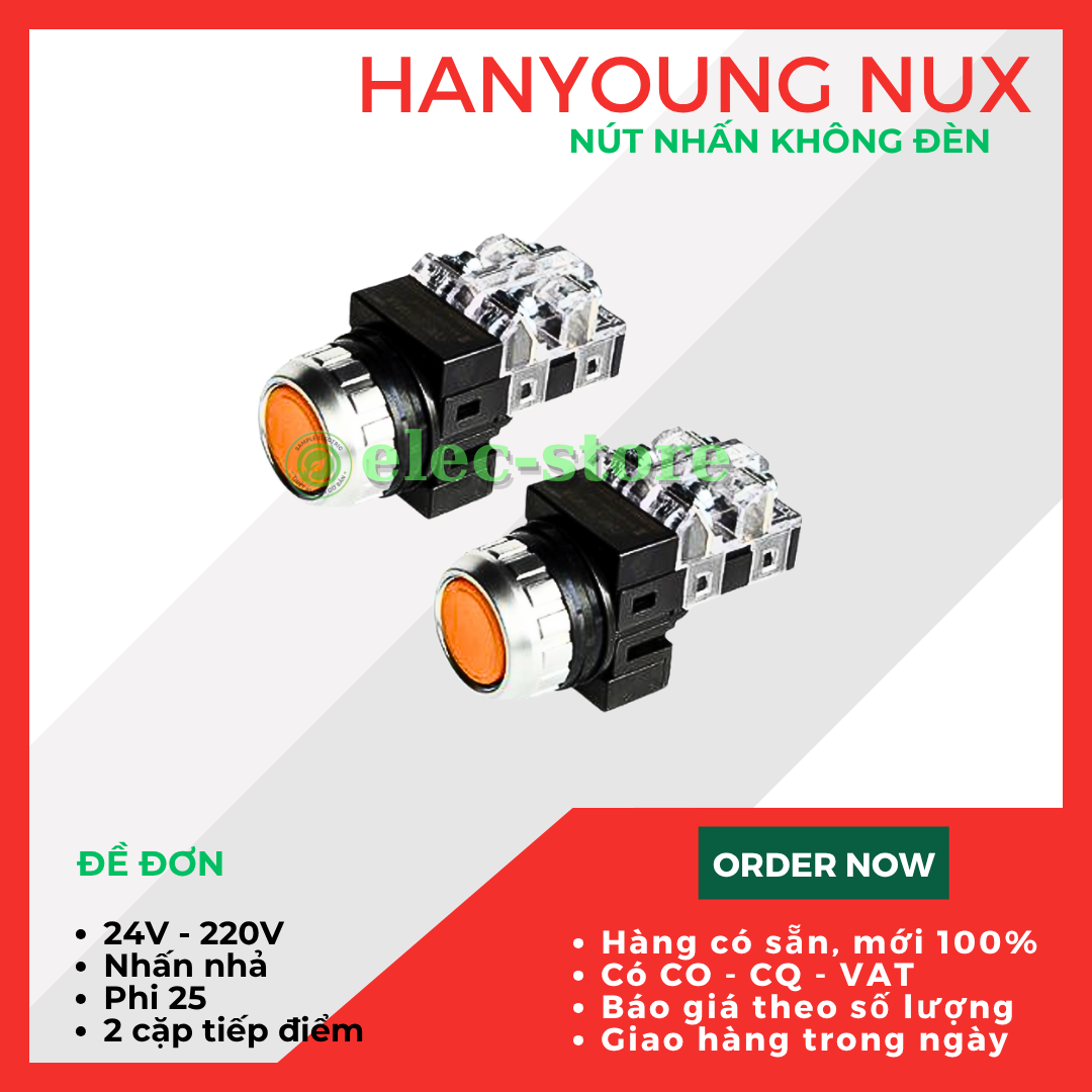 Nút nhấn nhả Hanyoung CRF-F25M1Y 25mm - Nút Ấn Đơn Vàng Hanyoung Nux
