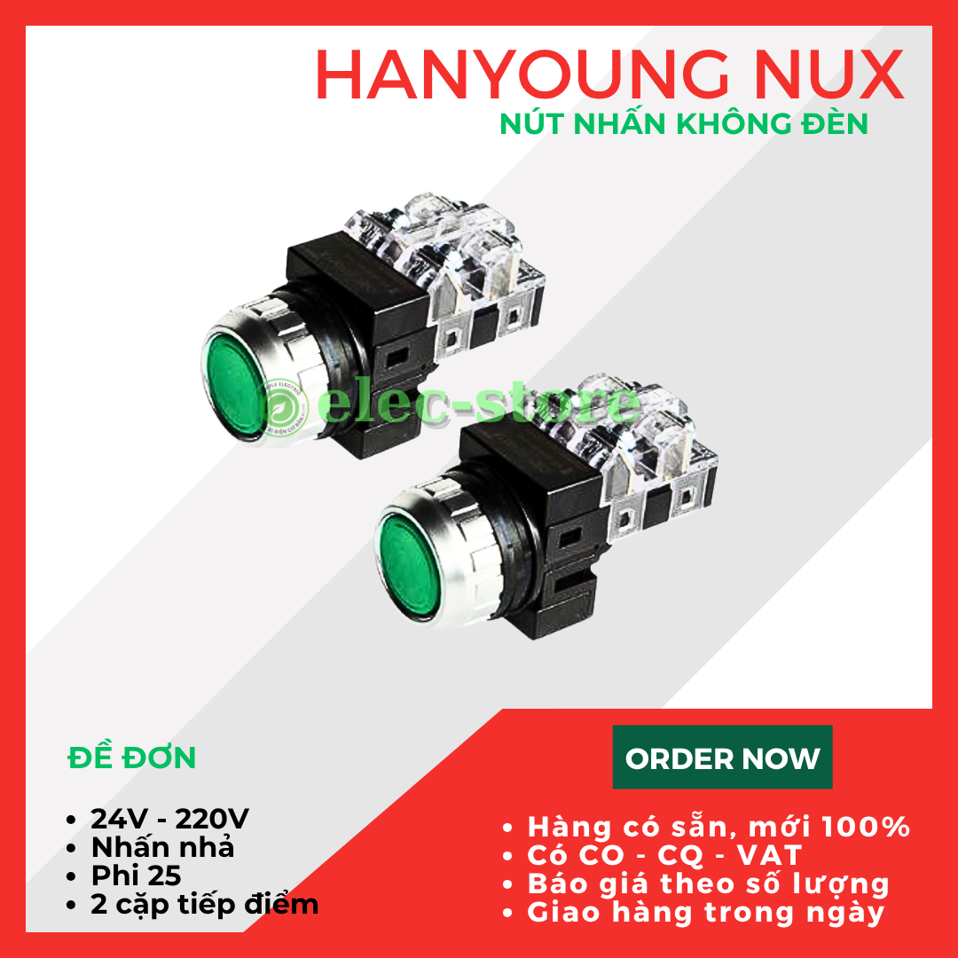 Nút nhấn nhả Hanyoung CRF-F25M1Y 25mm - Nút Ấn Đơn Vàng Hanyoung Nux