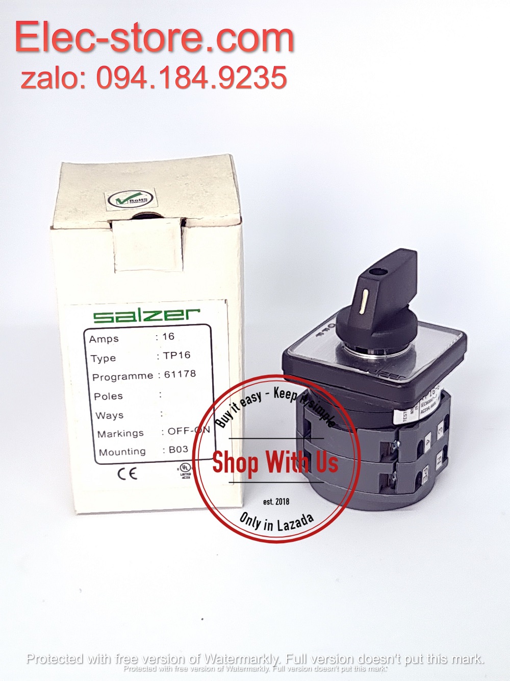 Chuyển mạch ON-OFF - Công tắc xoay OFF-ON TP16 61178 - Chuyển mạch 2 vị trí Ấn Độ - Chuyển mạch On-Off Salzer - chuyển mạch Salzer