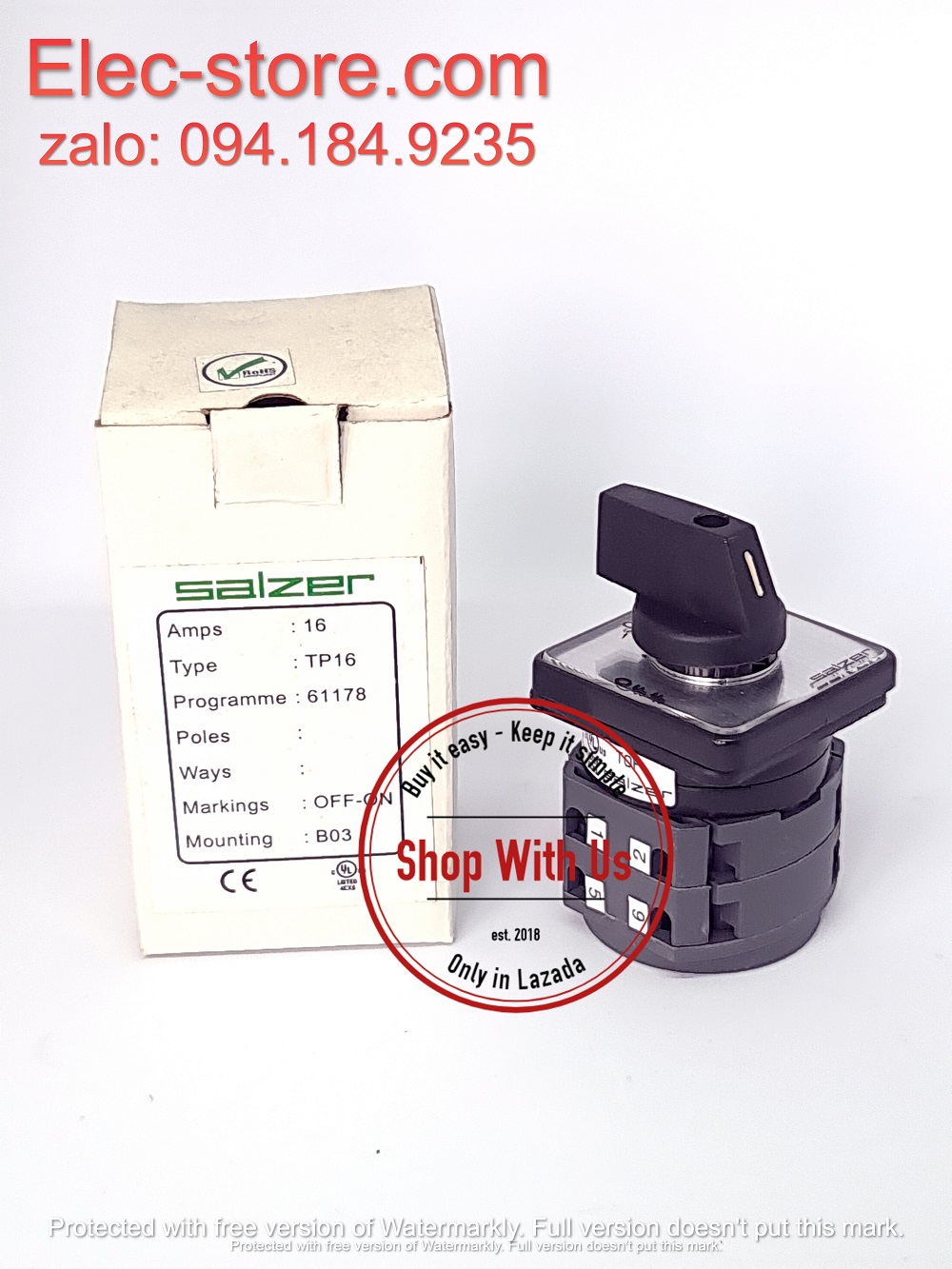 Chuyển mạch ON-OFF - Công tắc xoay OFF-ON TP16 61178 - Chuyển mạch 2 vị trí Ấn Độ - Chuyển mạch On-Off Salzer - chuyển mạch Salzer