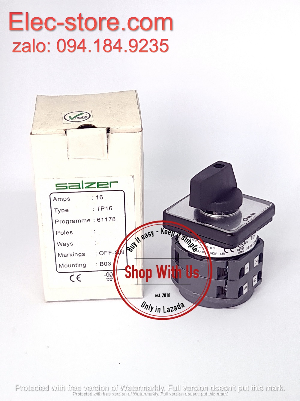 Chuyển mạch ON-OFF - Công tắc xoay OFF-ON TP16 61178 - Chuyển mạch 2 vị trí Ấn Độ - Chuyển mạch On-Off Salzer - chuyển mạch Salzer