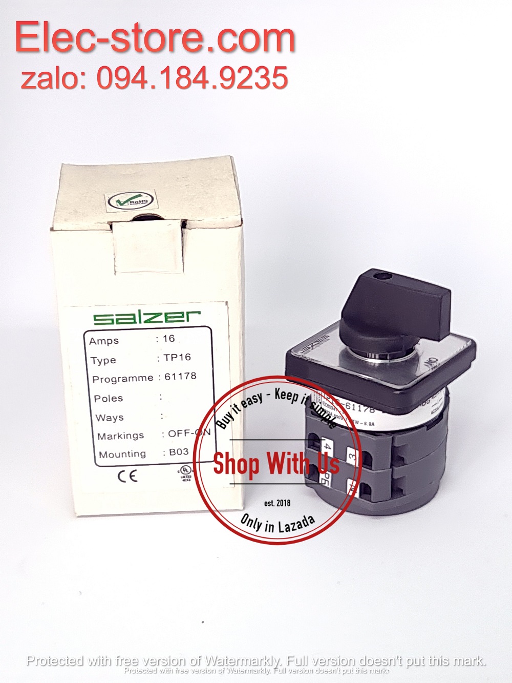 Chuyển mạch ON-OFF - Công tắc xoay OFF-ON TP16 61178 - Chuyển mạch 2 vị trí Ấn Độ - Chuyển mạch On-Off Salzer - chuyển mạch Salzer