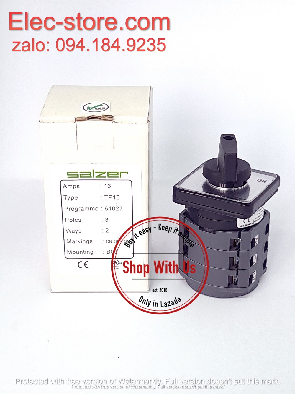 Chuyển mạch ON-OFF-ON - Công tắc xoay ON-OFF-ON TP16 61027 - Chuyển mạch 3 vị trí Ấn Độ - Chuyển mạch On/Off/On Salzer - chuyển mạch Salzer