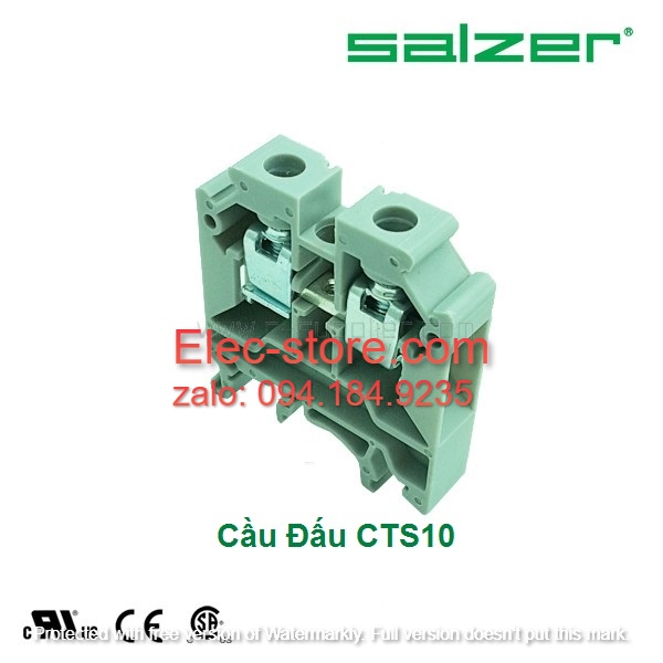 Cầu đấu dây mắt rời CTS10 - Cầu đấu mắt rời  1.5-10mm² 57A 750V - Cầu đấu mắt rời dùng cho dây 10mm - Cầu đấu connectech Salzer
