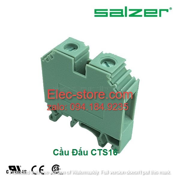 Cầu đấu dây mắt rời CTS16  - Cầu đấu mắt rời  2.5-16 mm² 76A 750V - Cầu đấu mắt rời dùng cho dây 16mm - Cầu đấu connectech Salzer