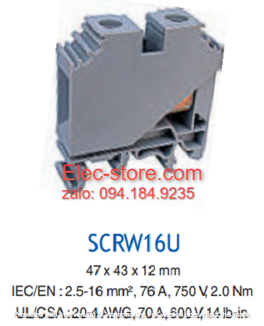 Cầu đấu dây mắt rời CTS16  - Cầu đấu mắt rời  2.5-16 mm² 76A 750V - Cầu đấu mắt rời dùng cho dây 16mm - Cầu đấu connectech Salzer