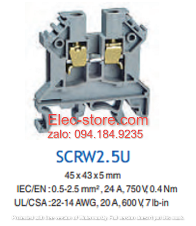 Cầu đấu dây mắt rời CTS2.5 - Cầu đấu mắt rời 0.5-2.5mm²  24A 750V - Cầu đấu mắt rời dùng cho dây 2.5mm - Cầu đấu connectech Salzer