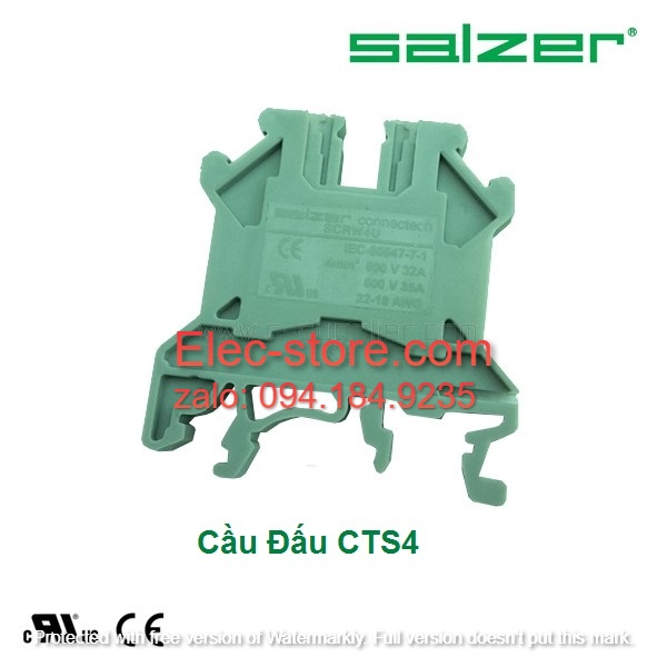 Cầu đấu dây mắt rời CTS4 - Cầu đấu mắt rời  0.5-4mm² 32A 750V - Cầu đấu mắt rời dùng cho dây 4mm - Cầu đấu connectech Salzer