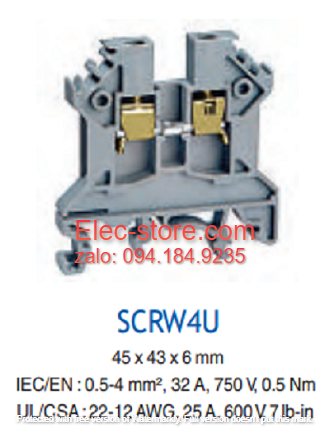 Cầu đấu dây mắt rời CTS4 - Cầu đấu mắt rời  0.5-4mm² 32A 750V - Cầu đấu mắt rời dùng cho dây 4mm - Cầu đấu connectech Salzer